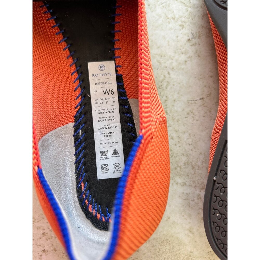 Rothys Pointed-Toe Flats Women’s W6 Orange & Blue… - image 5